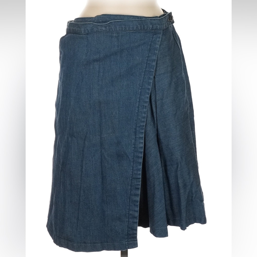 Prairie Underground Denim Draped Wrap Warsaw Skirt - M